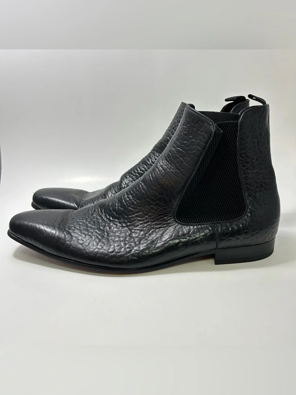 Carrucci Men's Chelsea Python Print Boots KB1377 Calf Skin Leather Sz 11 Black